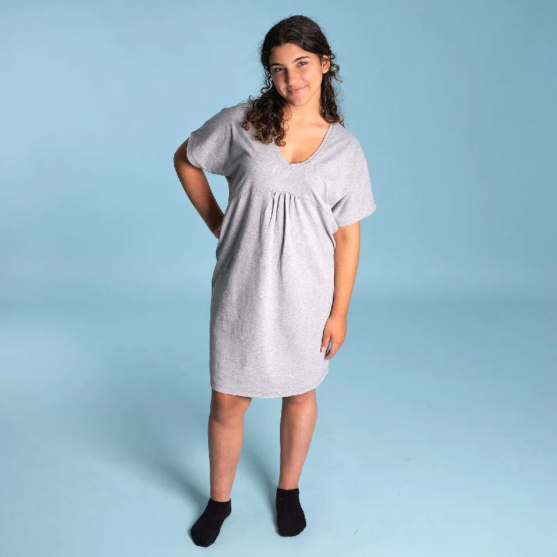 CALMSVILLE 100% Organic Prima Cotton Loungewear Nightgown House Dress (No Elastic, No Latex, OC Thread Option, 100% Biodegradable)