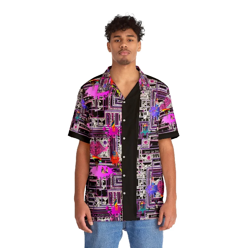 Men's Hawaiian Shirt (AOP) LOVE WINS IN PINK