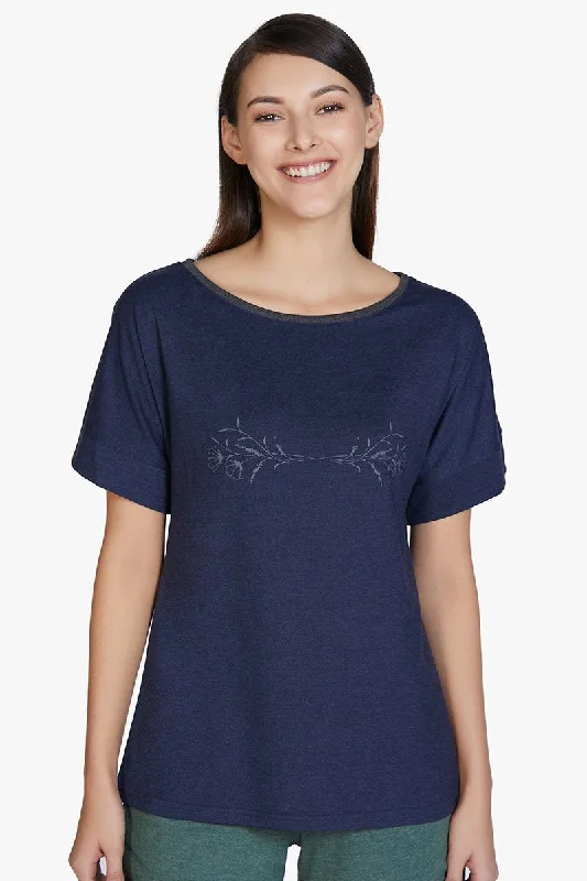 Cotton Blend Sleep T-shirt - Navy