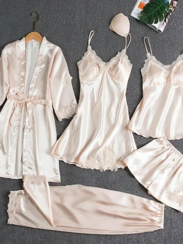 Silk 5 Piece Pajama Set