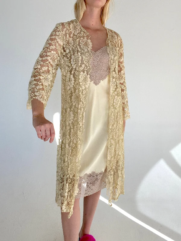 1950's Cream Lace Robe