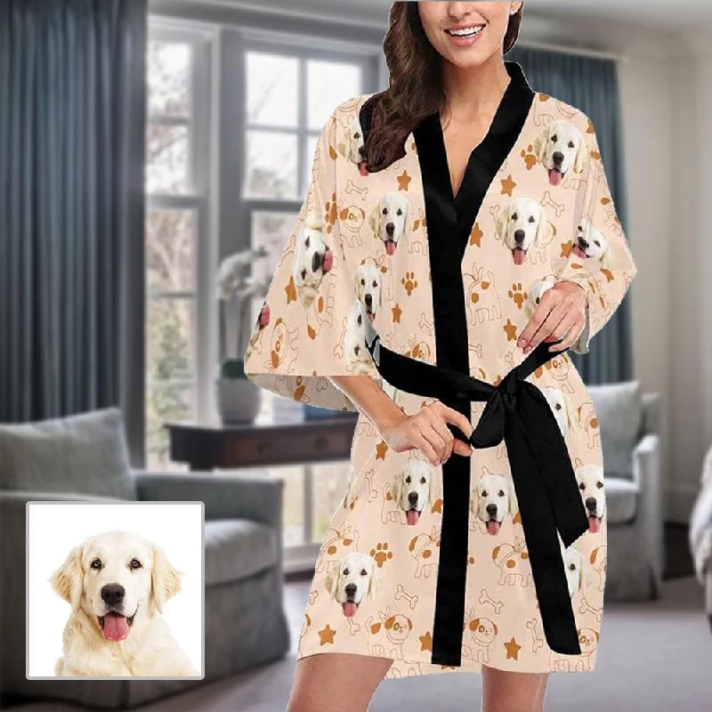 Custom Face Pajama Robe Women's Personalized Nightgown with Dog Face on Them