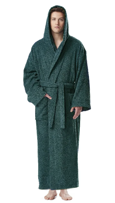 Men's Cotton Hooded Classsic Bathrobe with Full Length Options