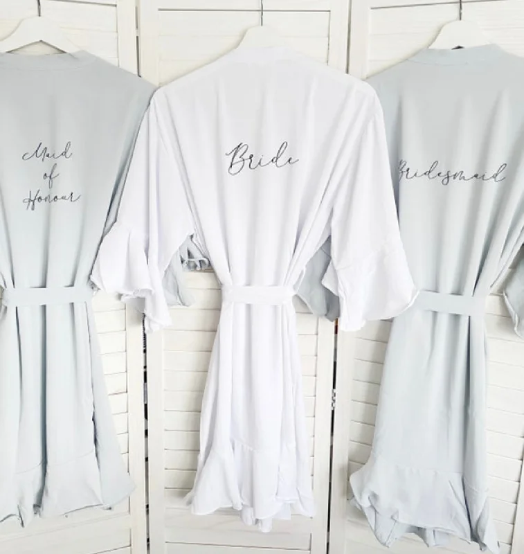 Ruffle Frill Edge Personalised Bridesmaid Bridal Robe