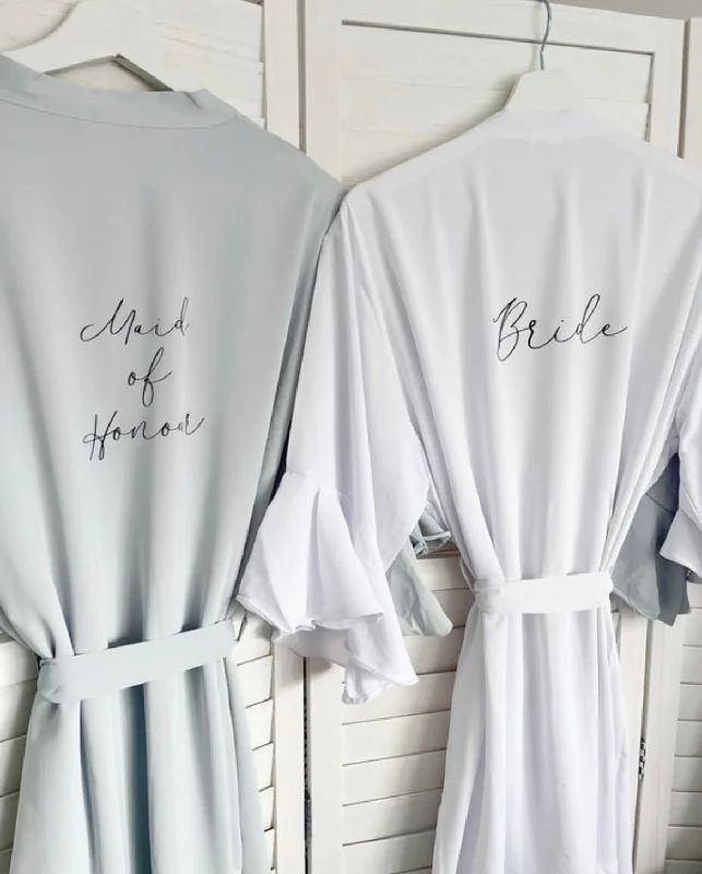 Ruffle Frill Edge Personalised Bridesmaid Bridal Robe